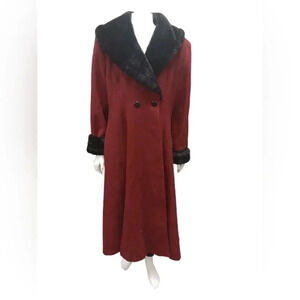 💥 HOST PICK💥 Le Château EUC Vintage Wool Blend Cranberry Wine  Coat Size Large